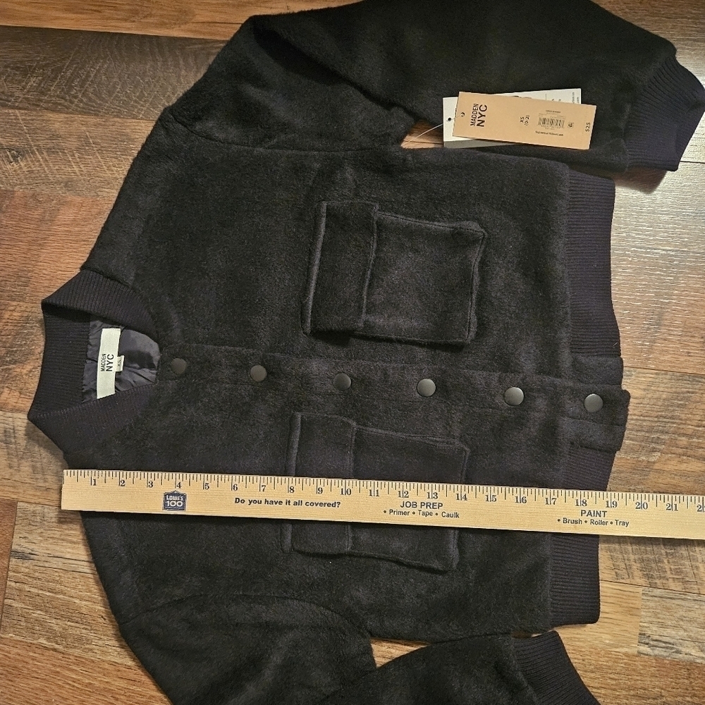 New Madden NYC Black Cargo Bomber Jacket Size XS - Picture 14 of 14